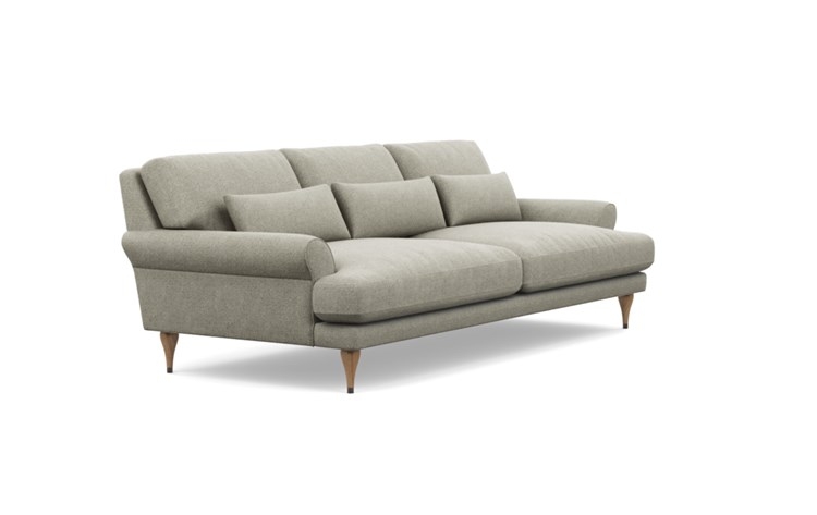 Maxwell Sofa with Brown Sesame Fabric and Natural Oak with Antique Cap legs - Image 1