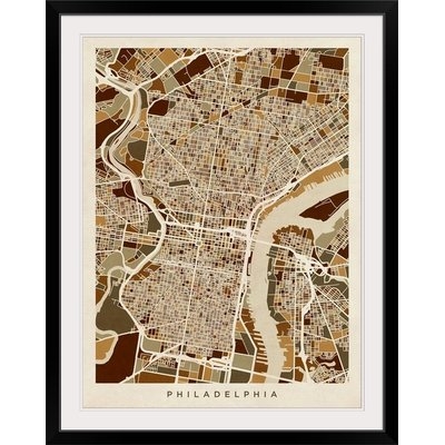 'Philadelphia Pennsylvania Street Map' by Michael Tompsett Graphic Art Print - Image 0