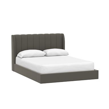 Avalon Platform Bed, Queen, Lustre Velvet Charcoal, MTO In-Home - Image 0