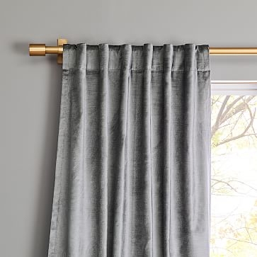 Cotton Luster Velvet Curtain, Blackout Lining, Individual, Pewter, 48"x96" - Image 2