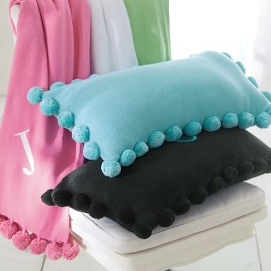 Pom Pom Organic Pillow Covers, 16x16, Hydrangea - Image 1