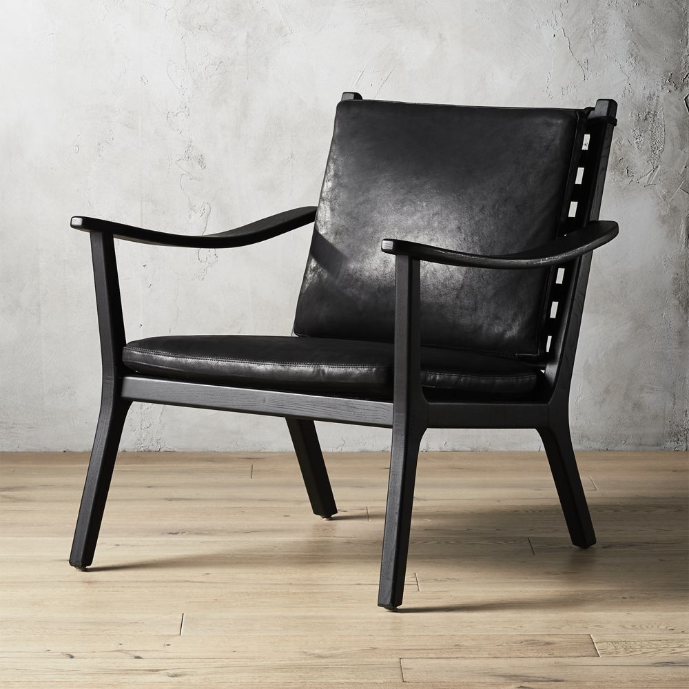 Parlay Black Leather Lounge Chair - Image 0