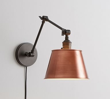 Tapered Metal Articulating Plug-In Sconce, Copper - Image 2