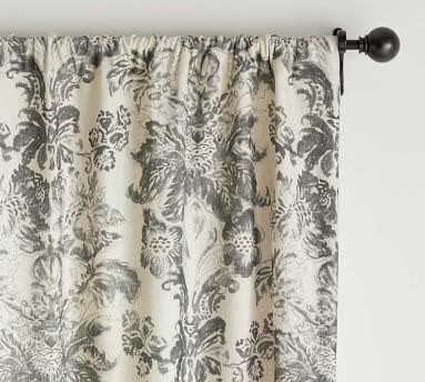 Thea Print Linen/Cotton Rod Pocket Curtain, Gray Multi, 96 x 50" - Image 3