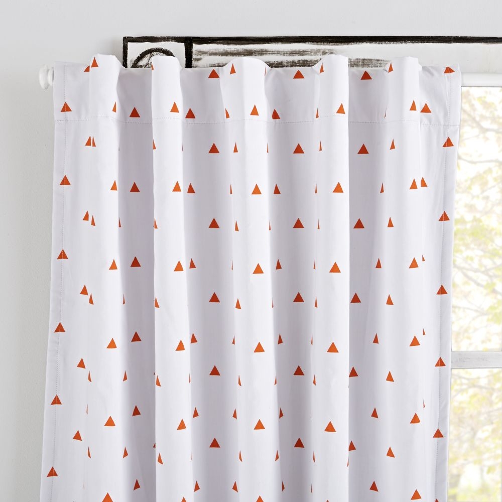 Orange Little Prints Triangle Organic Cotton Blackout Window Curtain Panel 44"x96" - Image 0