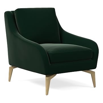 Alto Chair, Astor Velvet, Evergreen, Blackened Brass - Image 0
