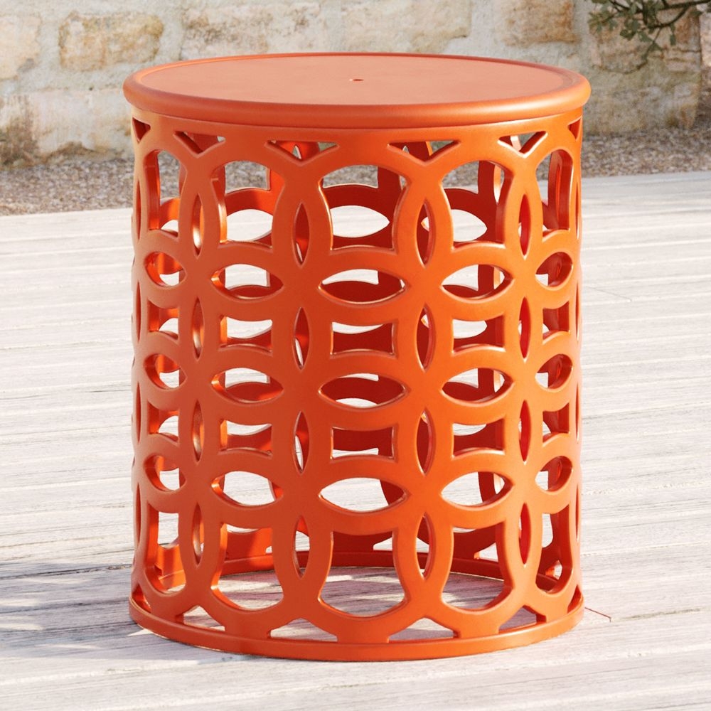 Lattice Circles Large Orange Outdoor Side Table - Image 0