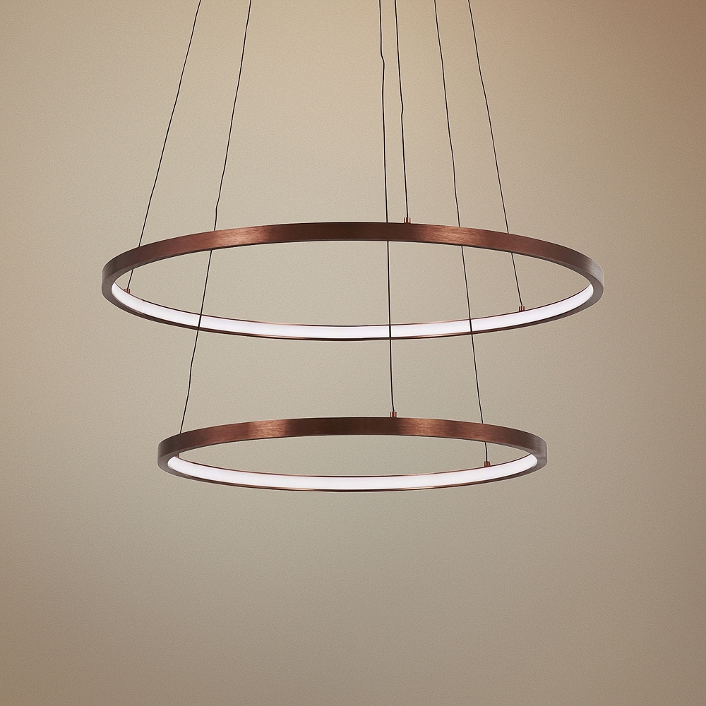 Full Orbit 23 3/4" Wide Satin Bronze 2-Light LED Pendant - Style # 58F08 - Image 0