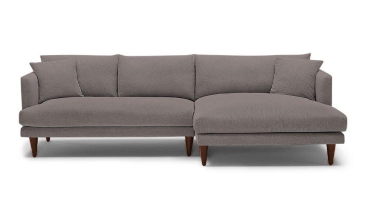 Gray Lewis Mid Century Modern Sectional - Cody Slate - Mocha - Right - Cylinder Legs - Image 0