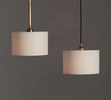 Linen Drum Shade Pendant with Bronze Cord, Large - Image 3