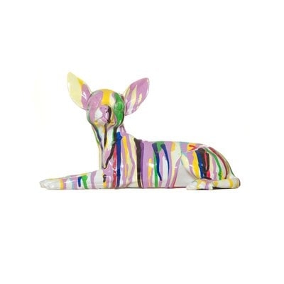 Graffiti Chihuahua Dog Laying Sculpture - Image 0
