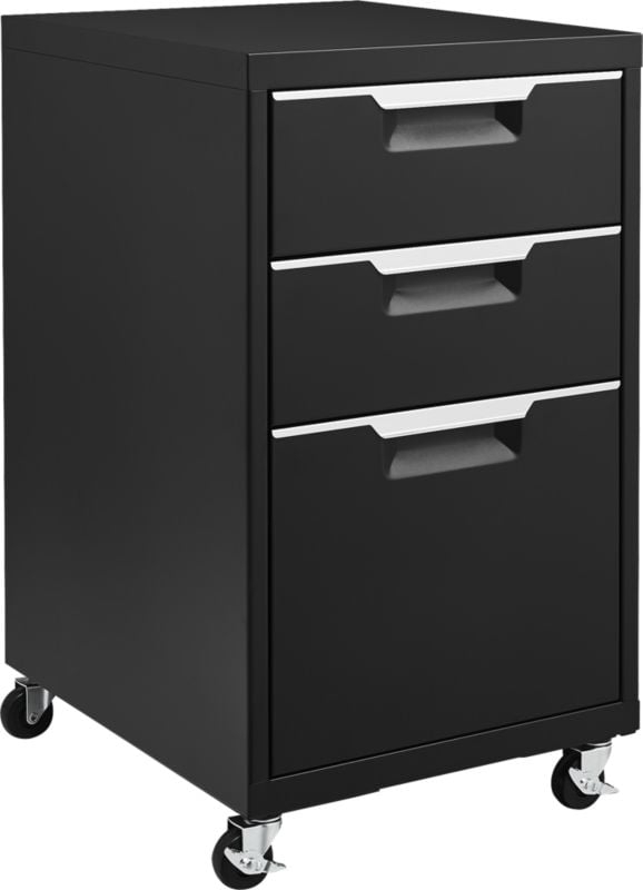 TPS Black Metal 3-Drawer File Cabinet on Wheels - Image 2