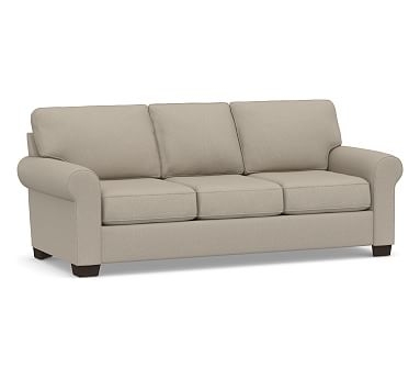 Buchanan Roll Arm Upholstered Sofa 87", Polyester Wrapped Cushions, Performance Brushed Basketweave Sand - Image 0