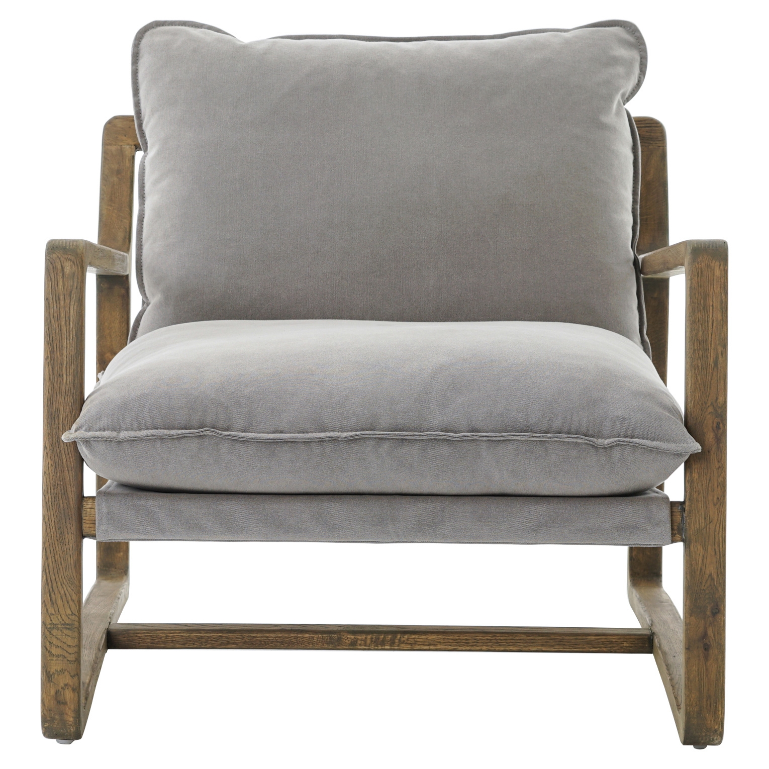 Antonia Rustic Lodge Grey Pillow Brown Wood Living Room Arm Chair - Image 1