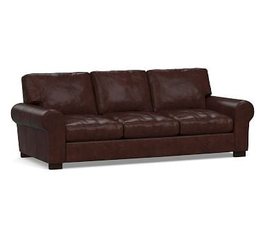 Turner Roll Arm Leather Sofa 91", Down Blend Wrapped Cushions, Statesville Espresso - Image 0