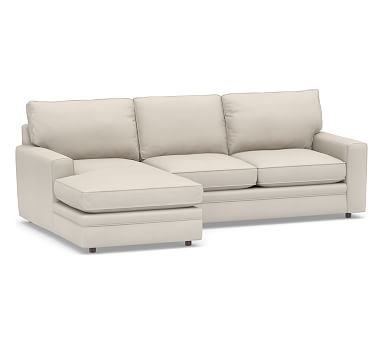 Pearce Square Arm Upholstered Right Arm Sofa with Chaise Sectional, Down Blend Wrapped Cushions, Performance Twill Stone - Image 0