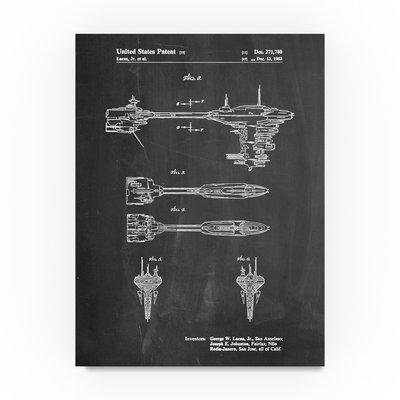 'Space Ship 4' Drawing Print on Wrapped Canvas - Image 0