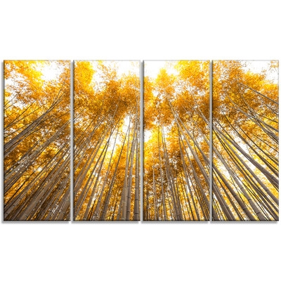 'Autumn Bamboo Grove in Yellow' 4 Piece Graphic Art on Wrapped Canvas Set - Image 0