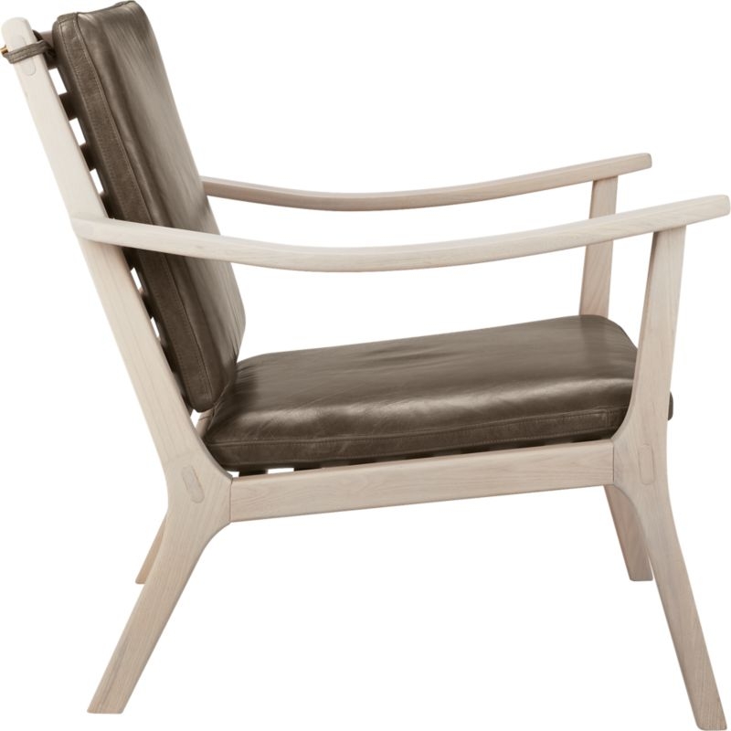 Parlay Dove Grey Leather Lounge Chair - Image 4