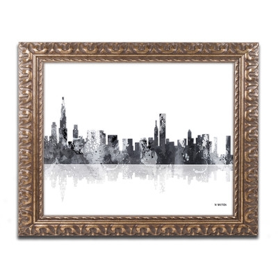 Chicago Illinois Skyline BG-1" by Marlene Watson Ornate Framed Graphic Art - Image 0
