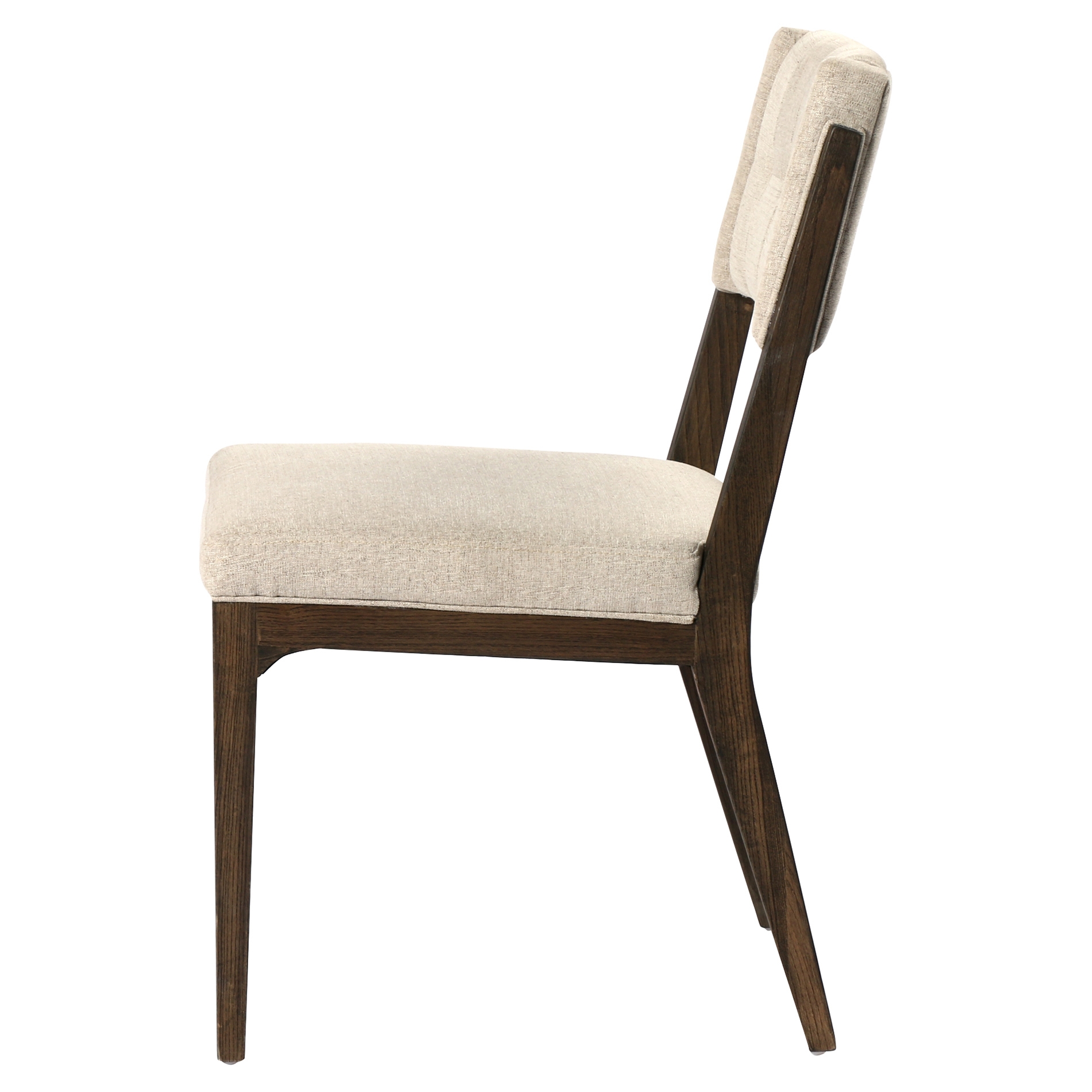Arlene French Country Tuffed Beige Linen Upholstered Wood Dining Chair - Image 2