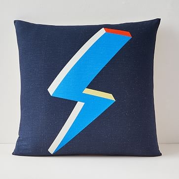 Lightning Bolt Pillow Cover, 20"x20", Midnight - Image 0