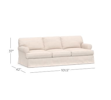 Townsend Roll Arm Slipcovered Grand Sofa 101.5&amp;quot,, Polyester Wrapped Cushions, Performance Twill Stone - Image 1