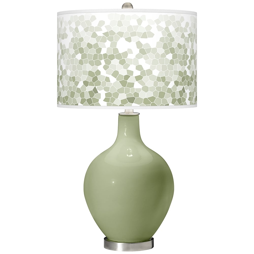 Color Plus Ovo 28 1/2" High Mosaic Shade Majolica Green Table Lamp - Image 0