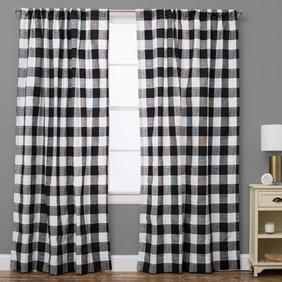 Hedin Plaid and Check Semi-Sheer Rod Pocket Single Curtain Panel - Image 0