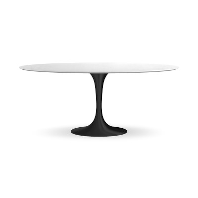 Tulip Pedestal Oval Dining Table, Aged Bronze, Wood - Image 0