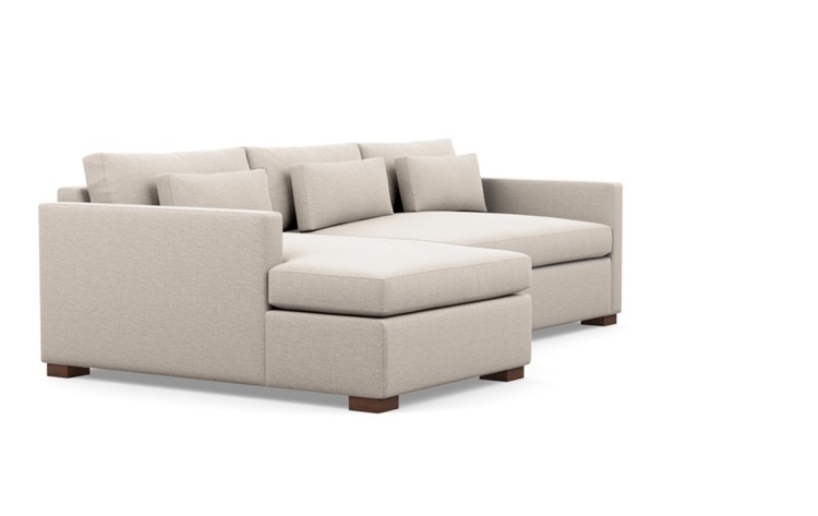 Charly Left Sectional with Beige Linen Fabric, extended chaise, and Oiled Walnut legs - Image 1
