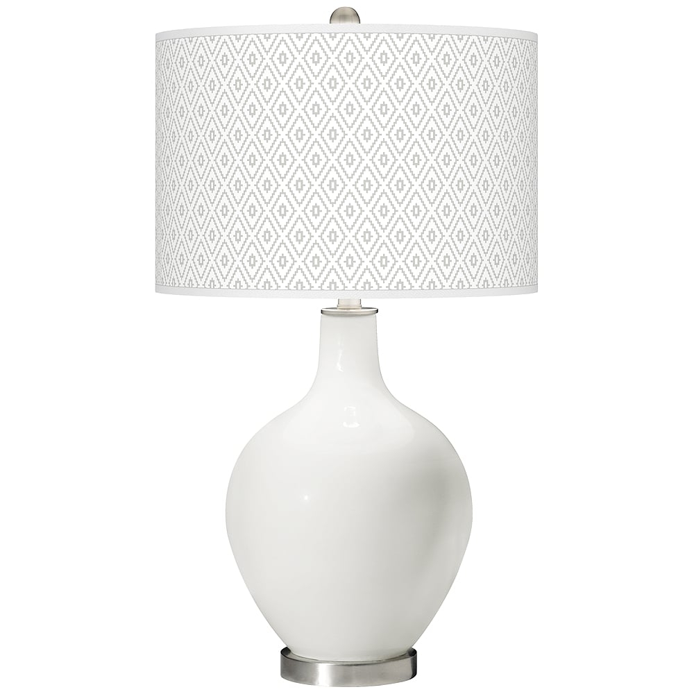 Color Plus Ovo 28 1/2" High Diamonds Shade Winter White Table Lamp - Image 0