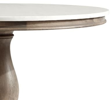 Alexandra Round Marble Pedestal Dining Table, Gray Wash, 39" D - Image 3