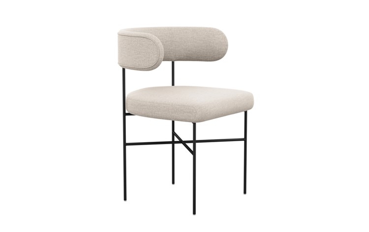 Audrey Dining Chair with Linen Fabric and Matte Black legs - Image 1