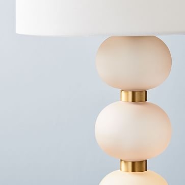 Lilah Table Lamp, Large, White Linen, Milk Glass - Image 5