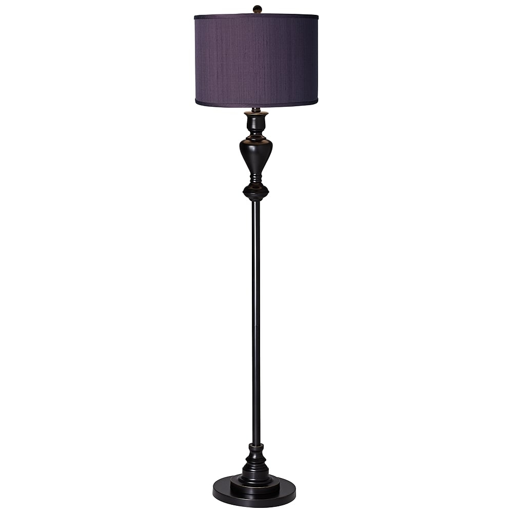 Possini Euro 58" High Eggplant Purple Shade Black-Bronze Floor Lamp - Image 0
