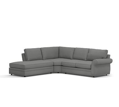 Pearce Roll Arm Upholstered Right 3-Piece Bumper Wedge Sectional, Down Blend Wrapped Cushions, Basketweave Slub Charcoal - Image 0