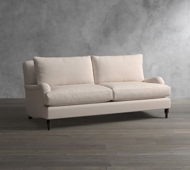Carlisle English Arm Upholstered Sofa 79.5", Polyester Wrapped Cushions, Performance Chateau Basketweave Ivory - Image 1