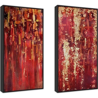 Red Abstract Framed Print of Painting Set - Image 0