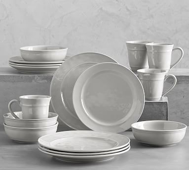 Cambria Stoneware 16-Piece Dinnerware Set, 10 3/4" Dinner Plate with Soup Bowl - Gray - Image 0