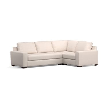 Big Sur Square Arm Upholstered Left Arm 3-Piece Corner Sectional, Down Blend Wrapped Cushions, Sunbrella(R) Performance Boss Herringbone Pebble - Image 1