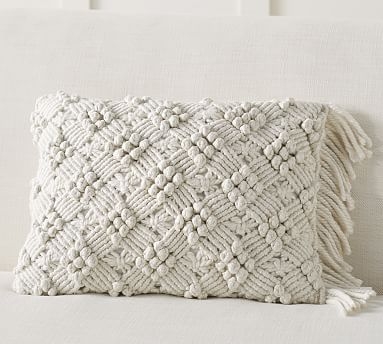 Sydnney Macrame Lumbar Pillow Cover, 14 x 20", Natural - Image 0