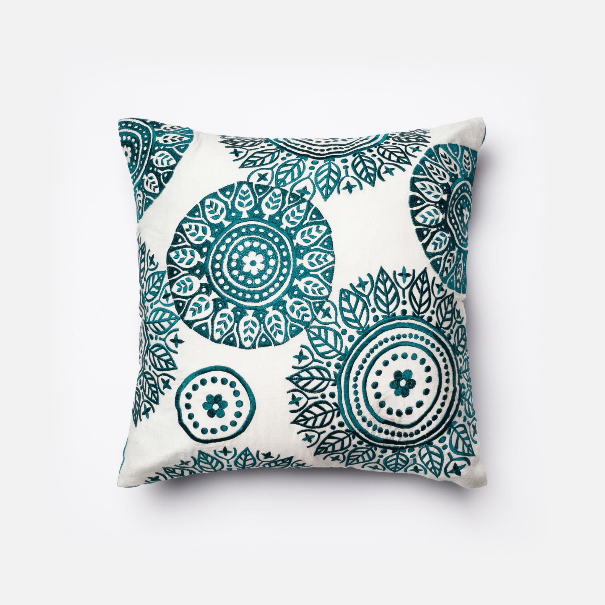 PILLOWS - IVORY / TEAL - 18" X 18" Cover w/Down - Image 0