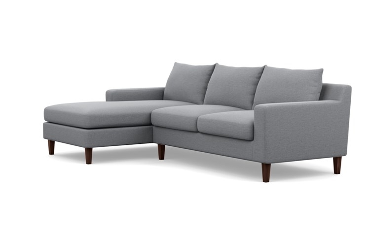 Sloan Chaise Sectional with Dove Fabric and Oiled Walnut legs - Image 4