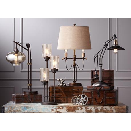 Libby 3-Light Industrial Console Lamp with Edison Bulbs - Image 2