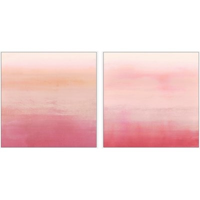 'Pink Ombré' 2 Piece Framed Acrylic Painting Print Set on Canvas - Image 0