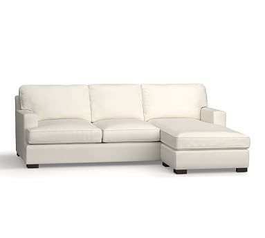 Townsend Square Arm Upholstered Sofa with Reversible Storage Chaise Sectional, Polyester Wrapped Cushions, Performance Twill Warm White - Image 2
