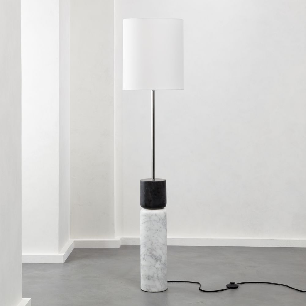 Stacked Grey and White Marble Floor Lamp - Image 0