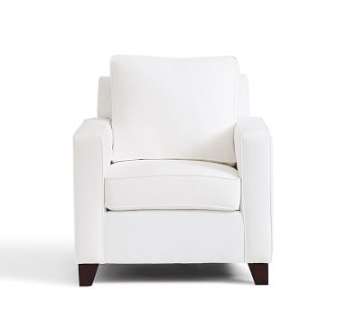 Cameron Square Arm Upholstered Armchair, Polyester Wrapped Cushions, Performance Chateau Basketweave Blue - Image 1