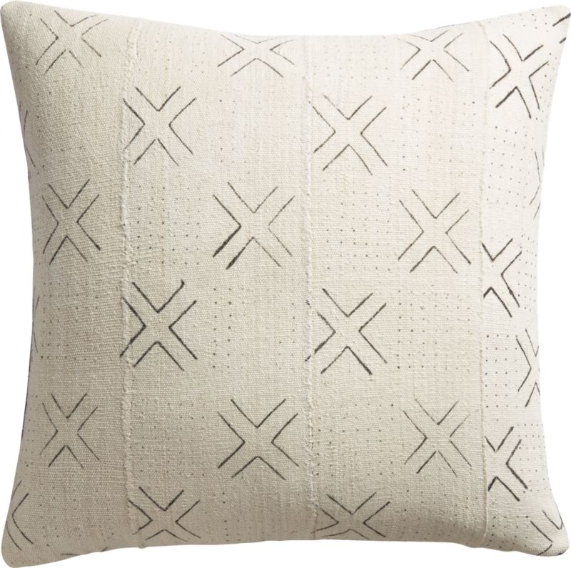 "20"" White Mudcloth Pillow with Feather-Down Insert" - Image 2